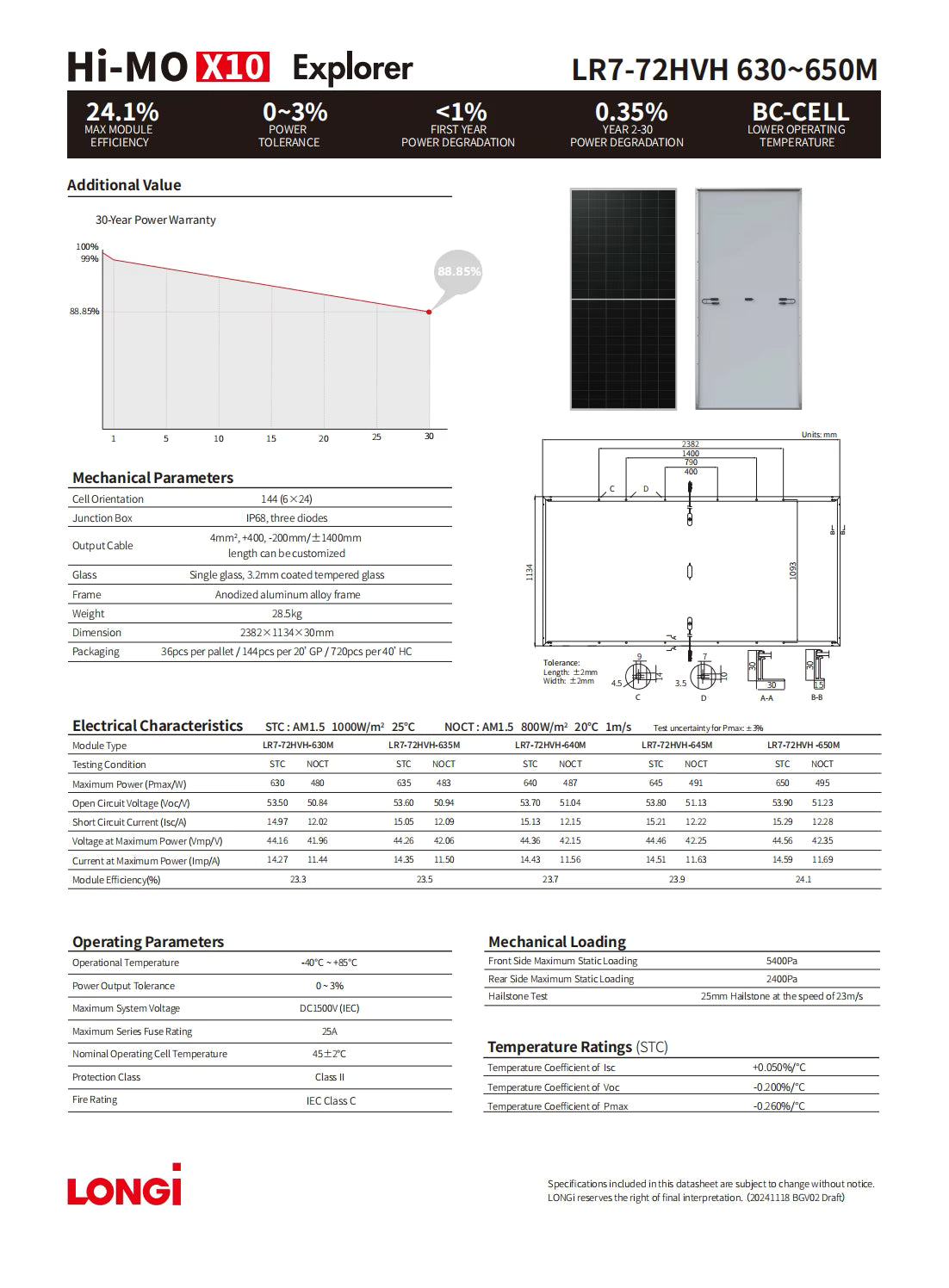 LONGi Hi-MO X10 Explorer Solar Panel 630–650W | LR7-72HVH High Efficiency Module