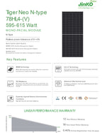 Jinko Solar Tiger Neo N-Type 78HL4-(V) 595–615W Mono-Facial Solar Panel