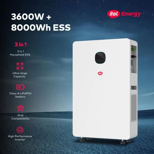 itel IESS-3K680N | 3.6KW All-in-One Solar Generator + 8kWh LiFePO4 Battery | Heavy-Duty Power Station