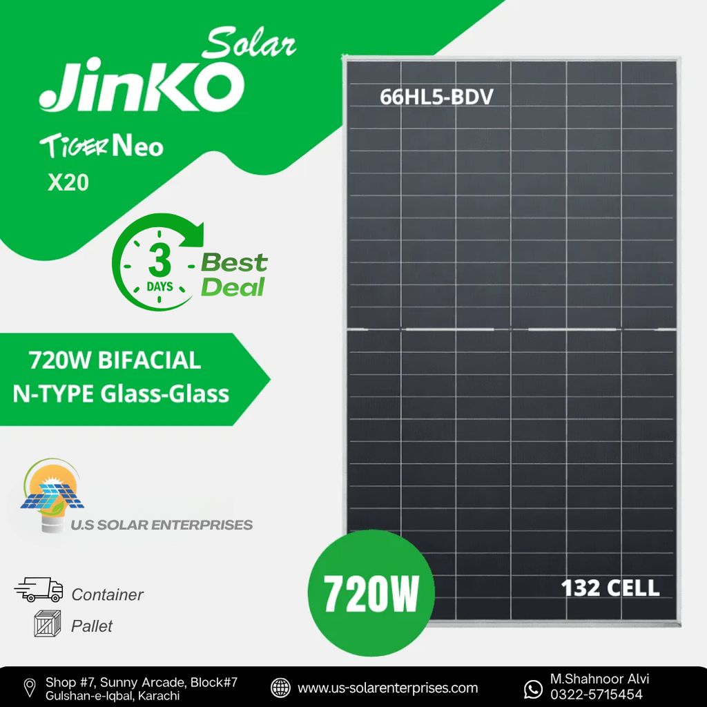 Jinko Solar Tiger Neo 720-25W N-Type Bifacial Solar Panel