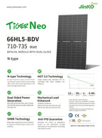 Jinko Solar Tiger Neo 66HL5-BDV N-Type Bifacial Solar Panel (710-735W)